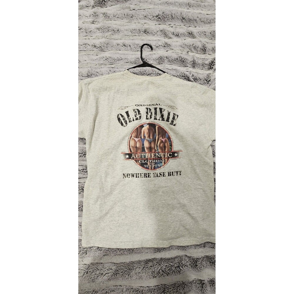 Vintage 90s Fruit of the Loom Old Dixie Graphic Print Gray Beach Men's T-Shirt